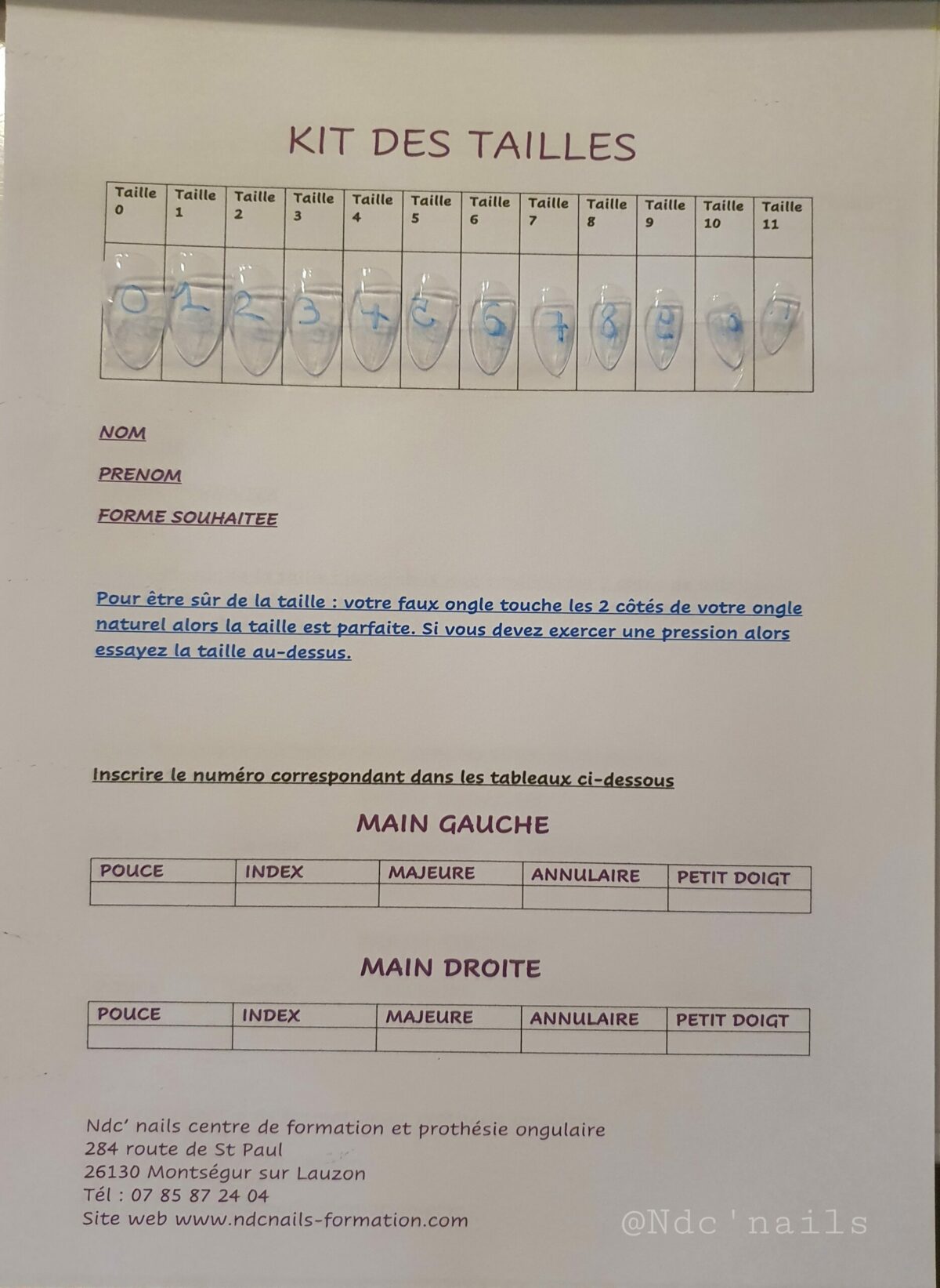 kit de tailles